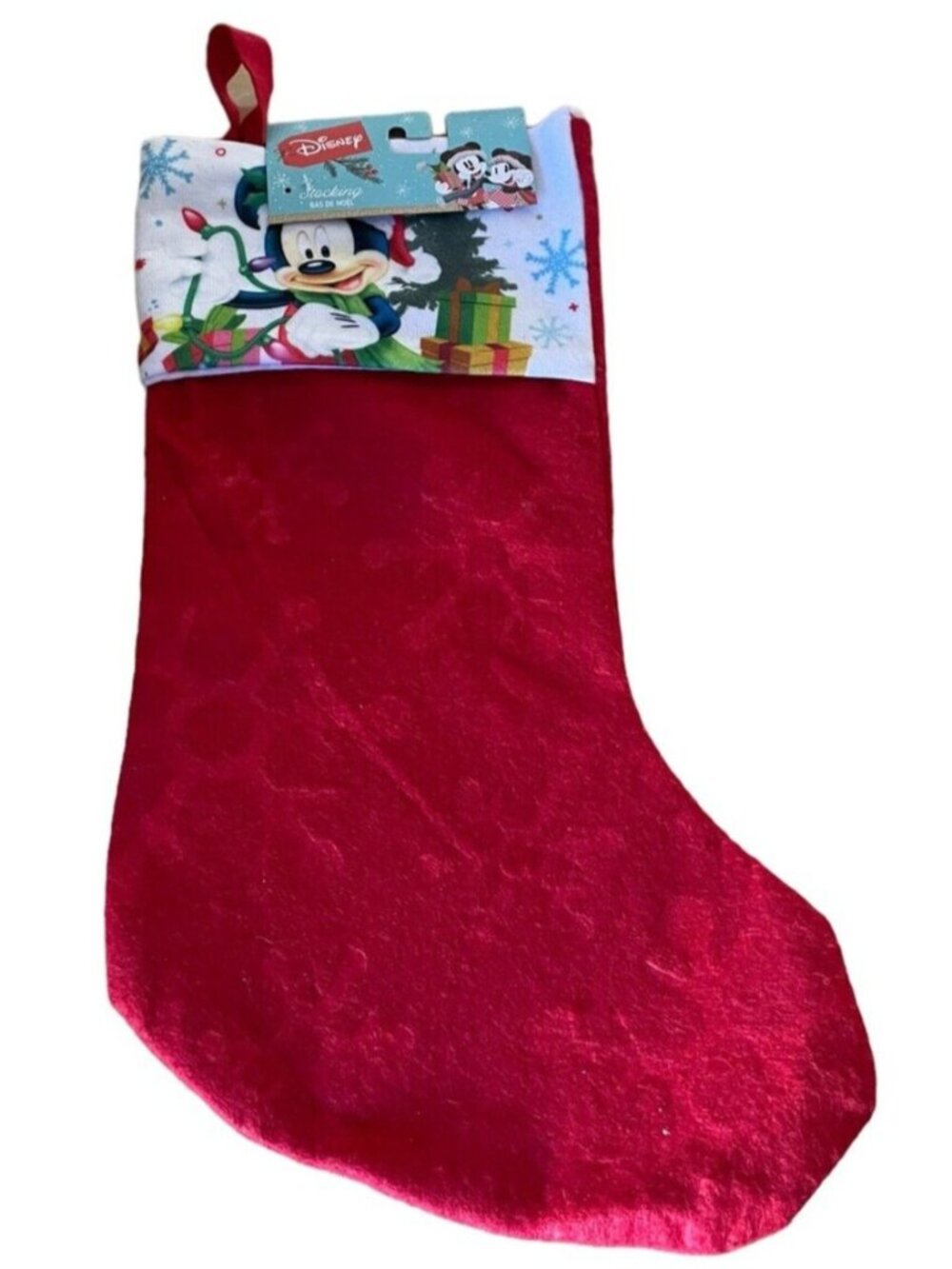 Disney Mickey Mouse Christmas Felt Hanging Stocking Red 13"